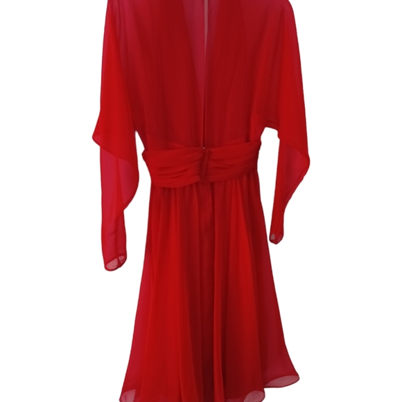 Vintage Farinae Red Rose Dress - Picture 11 of 14